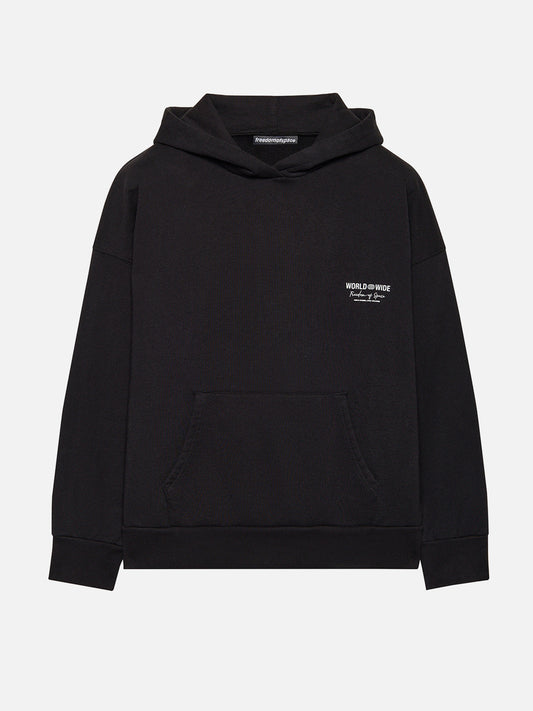 Worldwide Hoodie Black Pink - ön