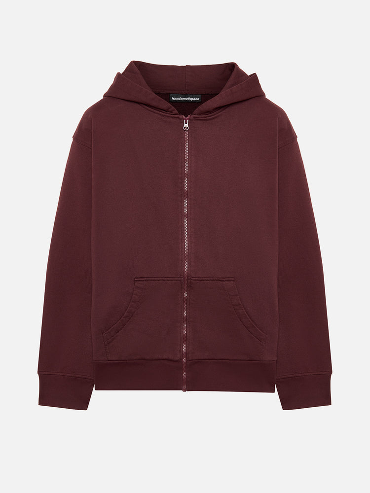 A SIMPLE FULL ZIP HOODIE BORDEAUX