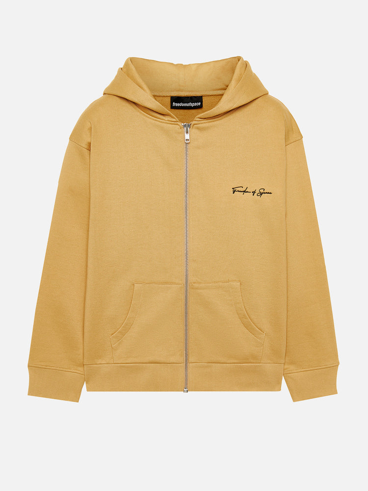 SIGNATURE FULL ZIP HOODIE BEIGE