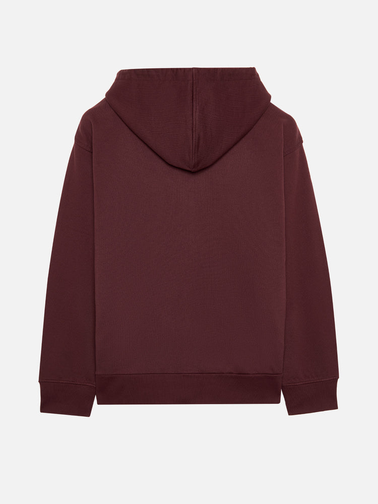 A SIMPLE FULL ZIP HOODIE BORDEAUX