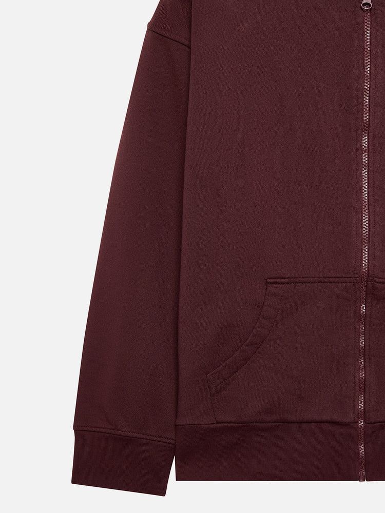 A SIMPLE FULL ZIP HOODIE BORDEAUX