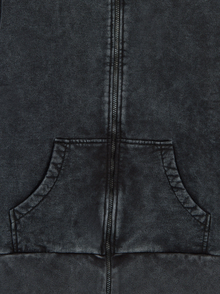 WASHED BLACK FULL ZIP HOODIE