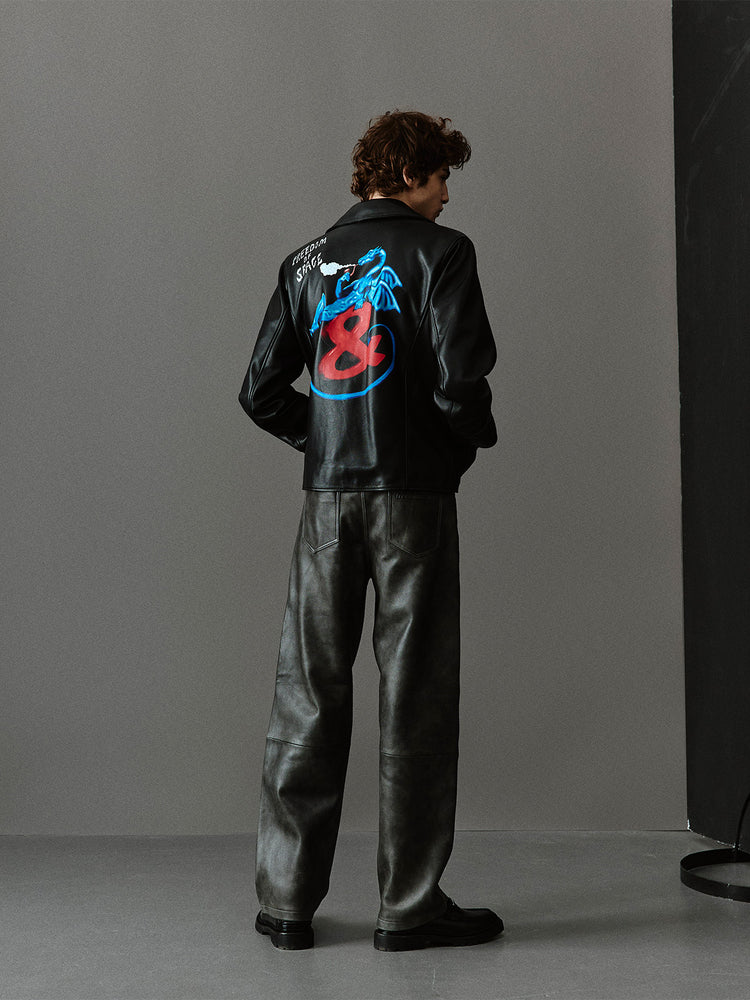 LEATHER PANTS SMOKY BLACK