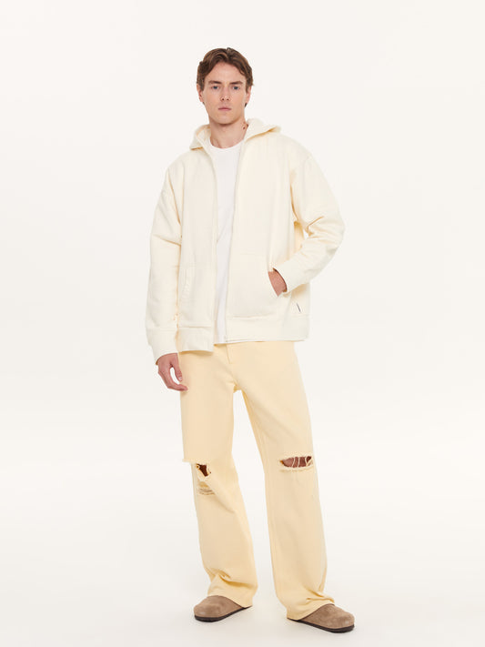 A Simple Full Zip Hoodie Off White
