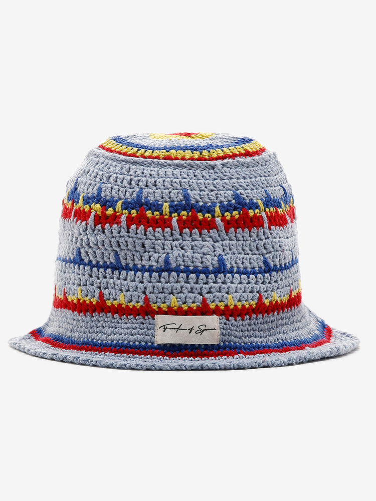 HAND-CROCHET BUCKET HAT BLUE-MULTICOLOR
