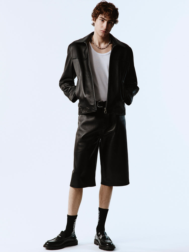 LEATHER CARGO SHORTS