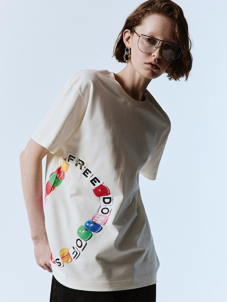BEAD T-SHIRT OFF WHITE