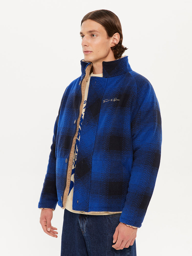 REVERSIBLE FLANNEL FLEECE JACKET NAVY