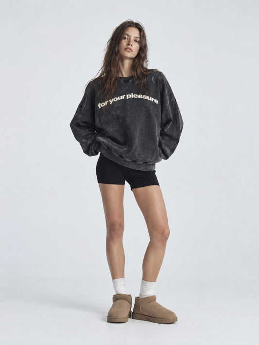 For Your Pleasure Distress Sweatshirt Black - model