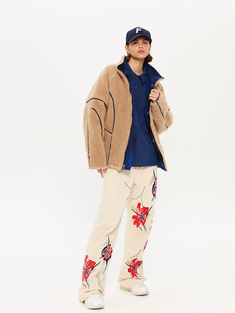 REVERSIBLE FLANNEL FLEECE JACKET NAVY