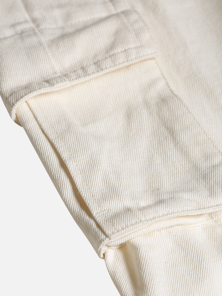 WOMENS DENIM CARGO PANTS OFF WHITE
