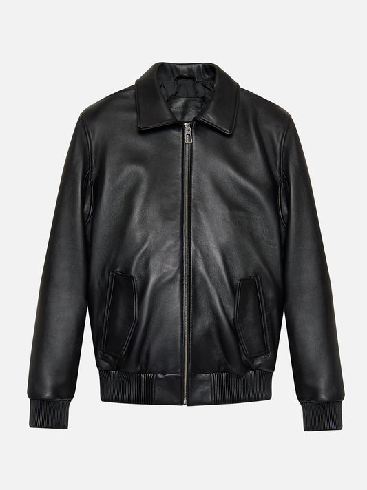 LOGO PRINTED LEATHER JACKET
