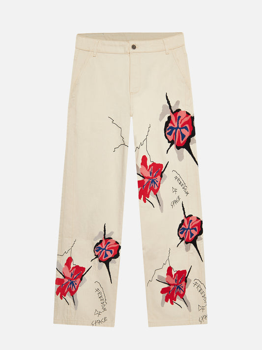 Flower Embroidered Jeans