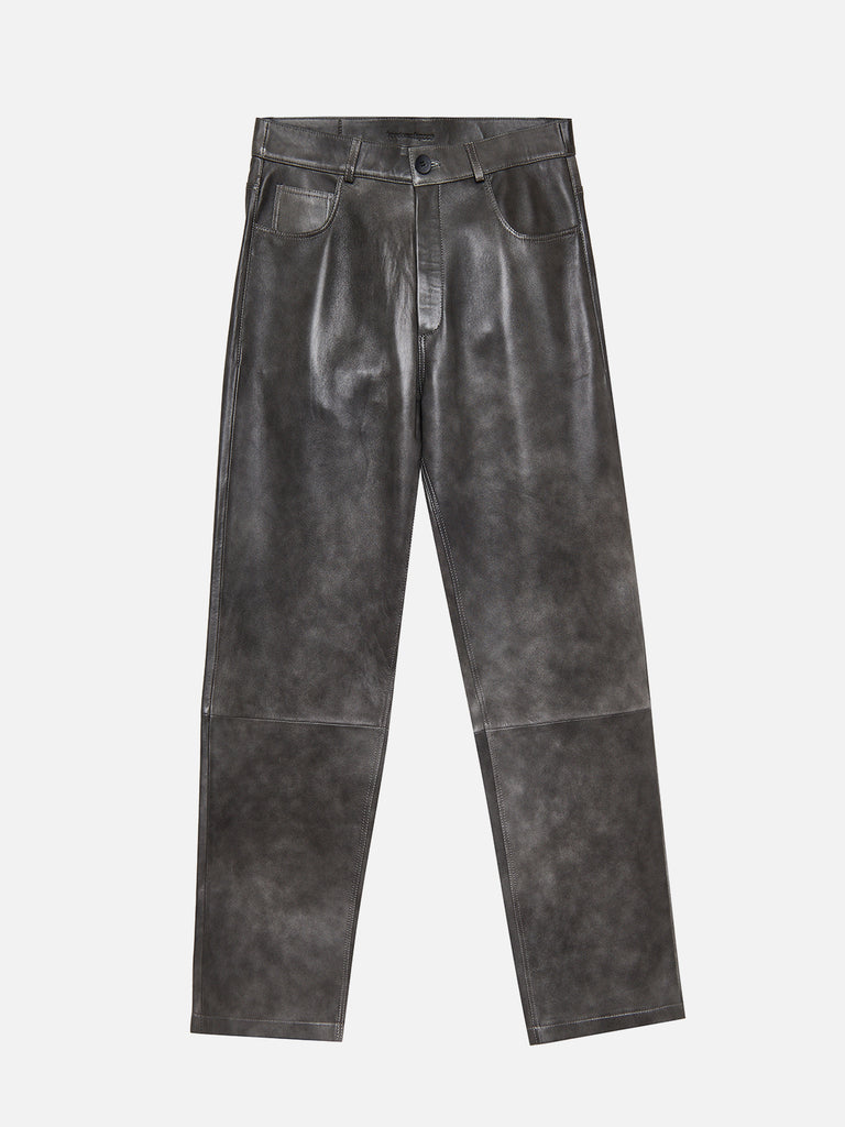 LEATHER PANTS SMOKY BLACK