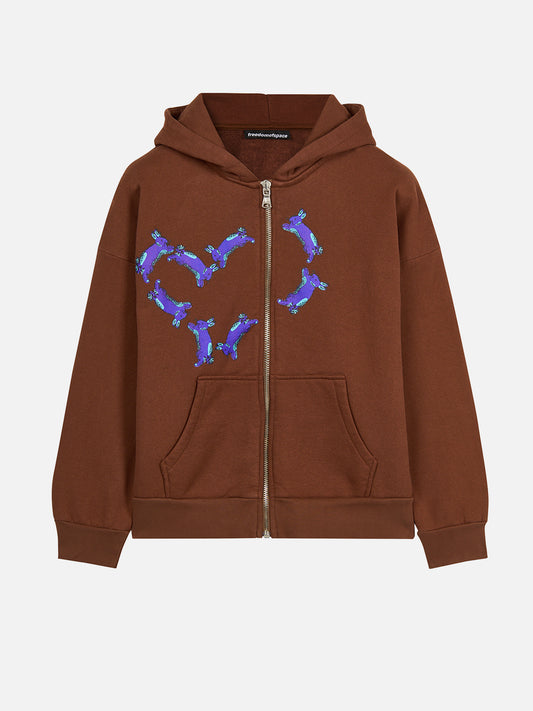 BUNNY FULL ZIP HOODIE BROWN