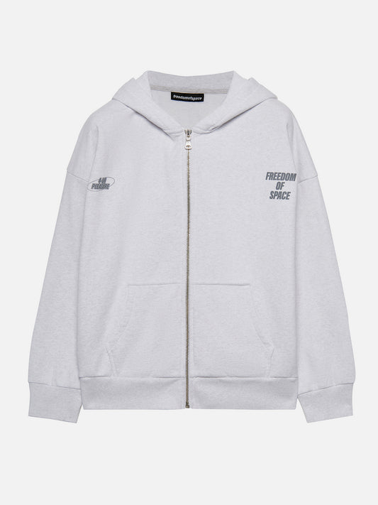 FOR YOUR PLEASURE FULL ZIP HOODIE GREY MARL