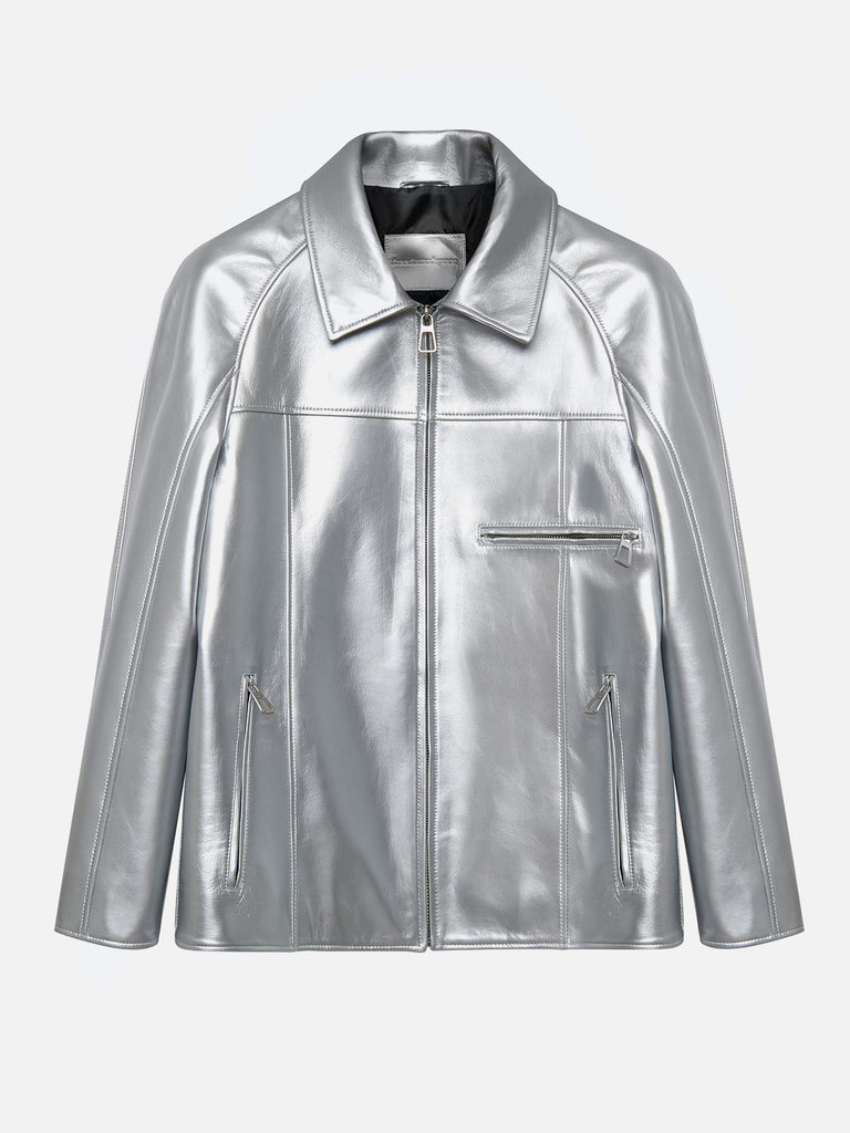 SILVER LEATHER JACKET