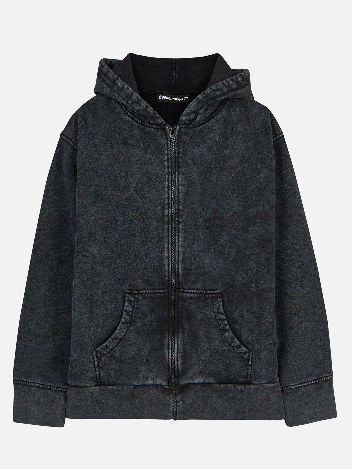 Washed Black Full Zip Hoodie