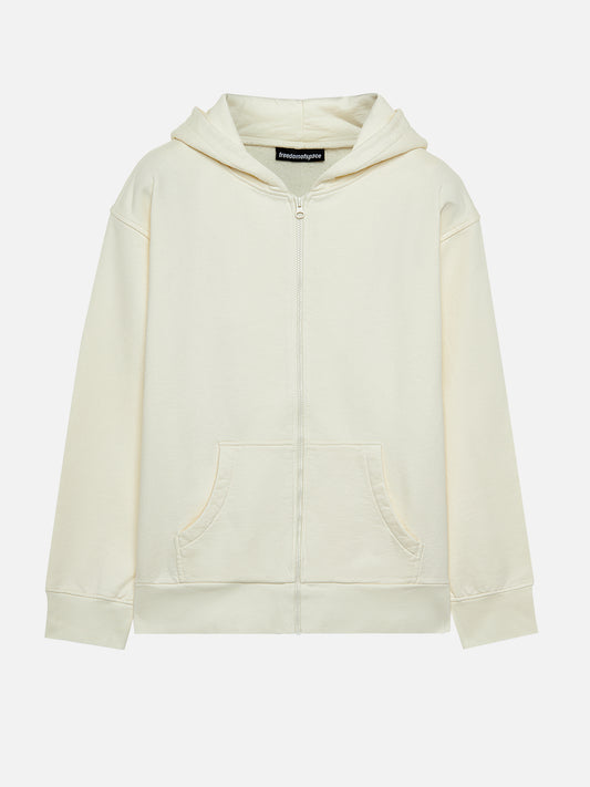 A SIMPLE FULL ZIP HOODIE OFF WHITE