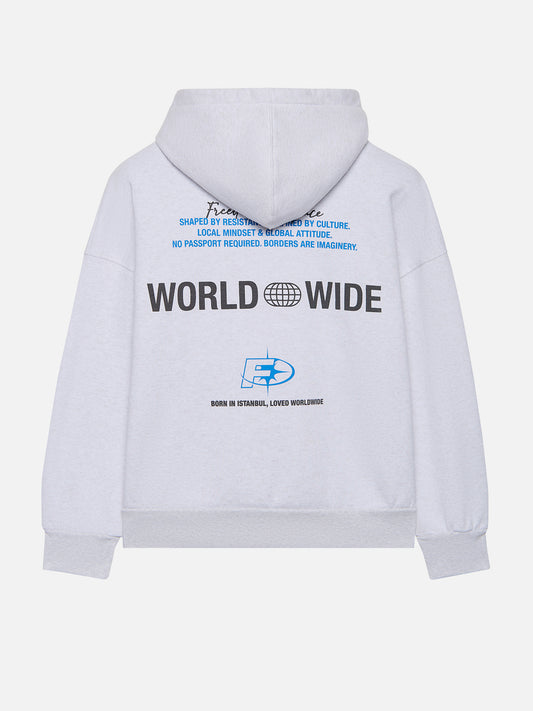 Worldwide Hoodie Grey Marl