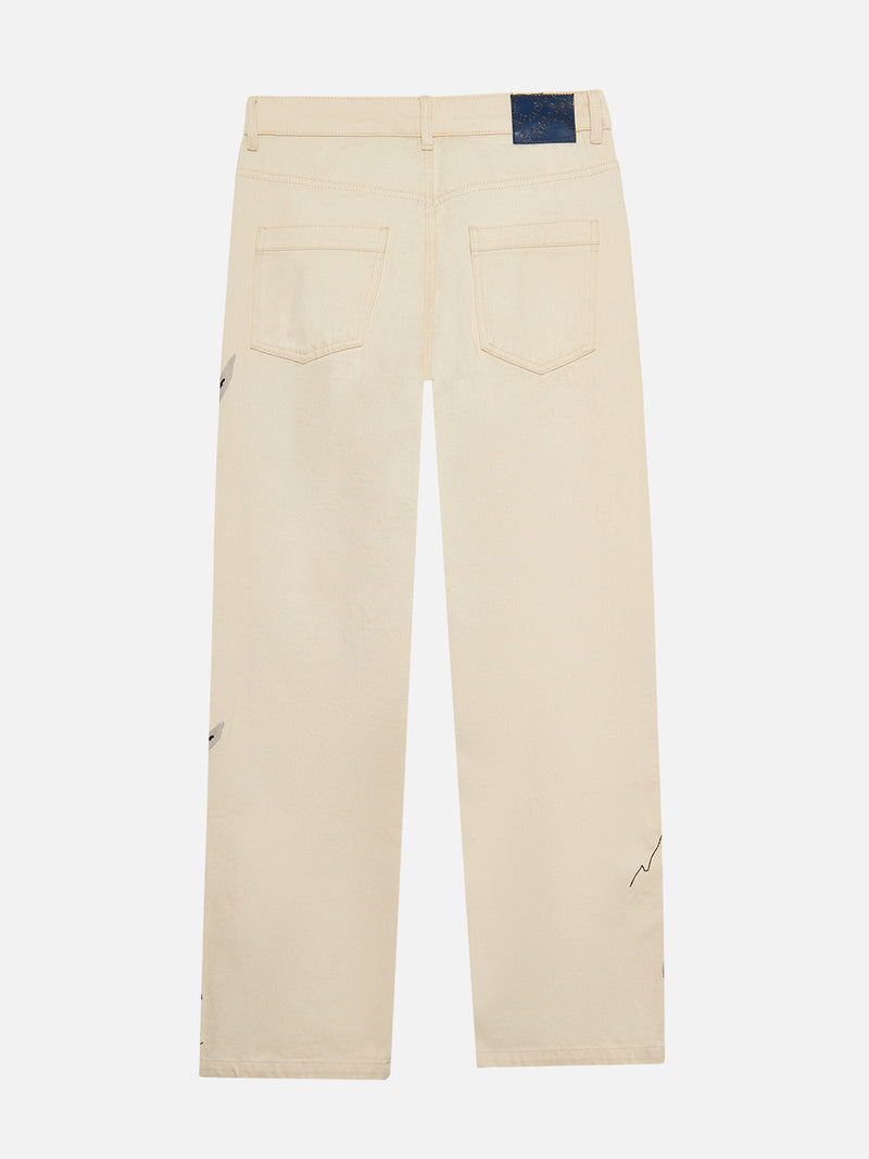 Flower Embroidered Jeans