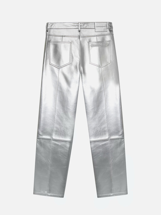 SILVER LEATHER PANTS
