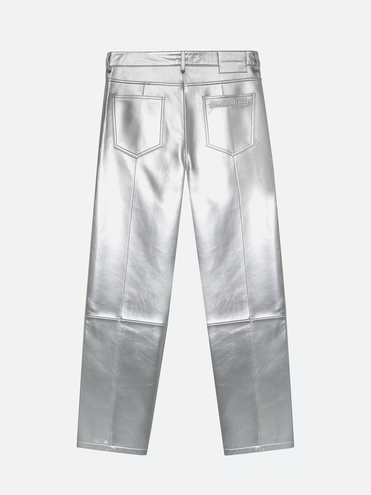 SILVER LEATHER PANTS