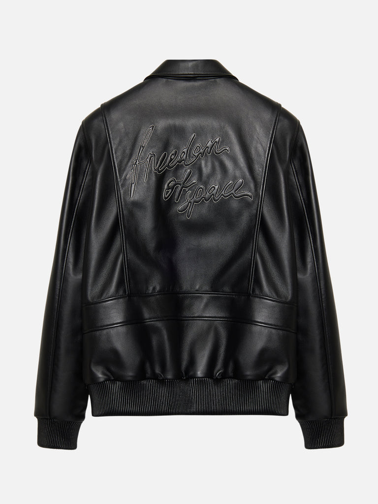 LOGO PRINTED LEATHER JACKET