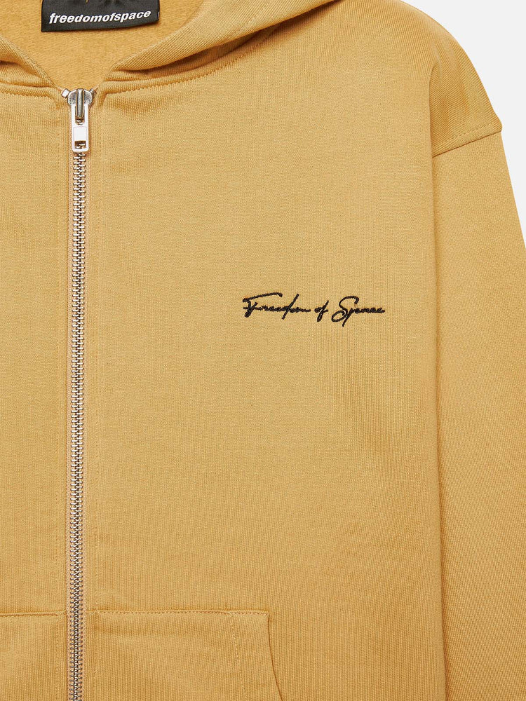 SIGNATURE FULL ZIP HOODIE BEIGE