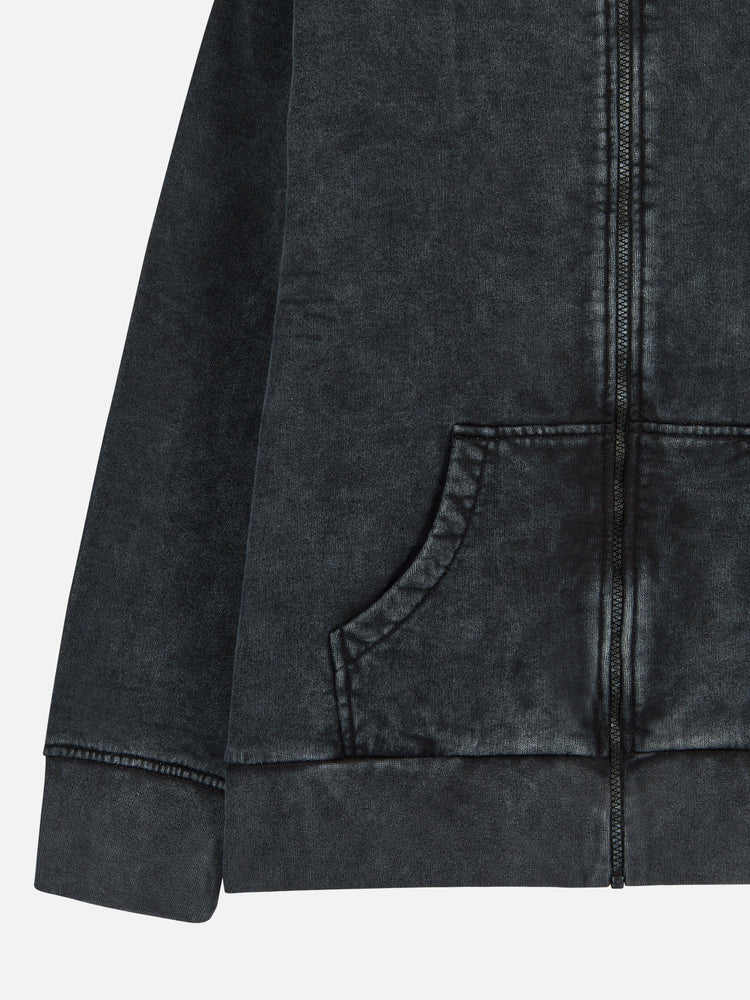 WASHED BLACK FULL ZIP HOODIE