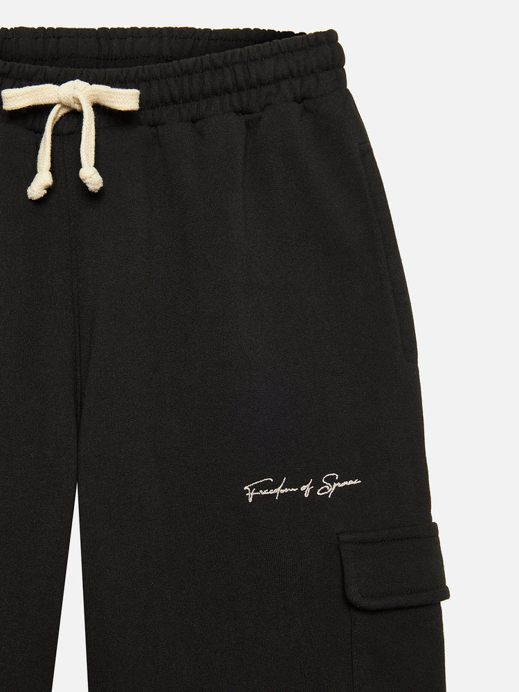 SIGNATURE CARGO LOUNGE PANTS BLACK