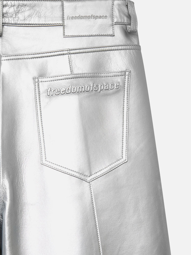 SILVER LEATHER PANTS