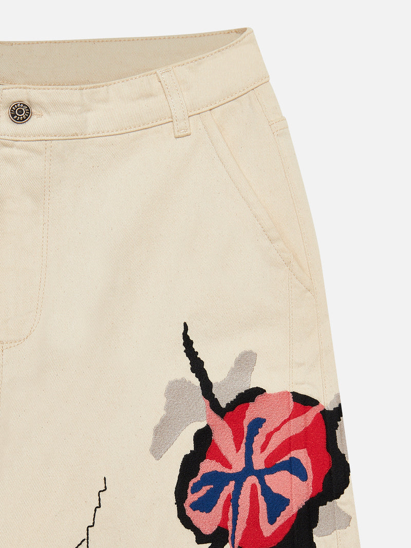 Flower Embroidered Jeans