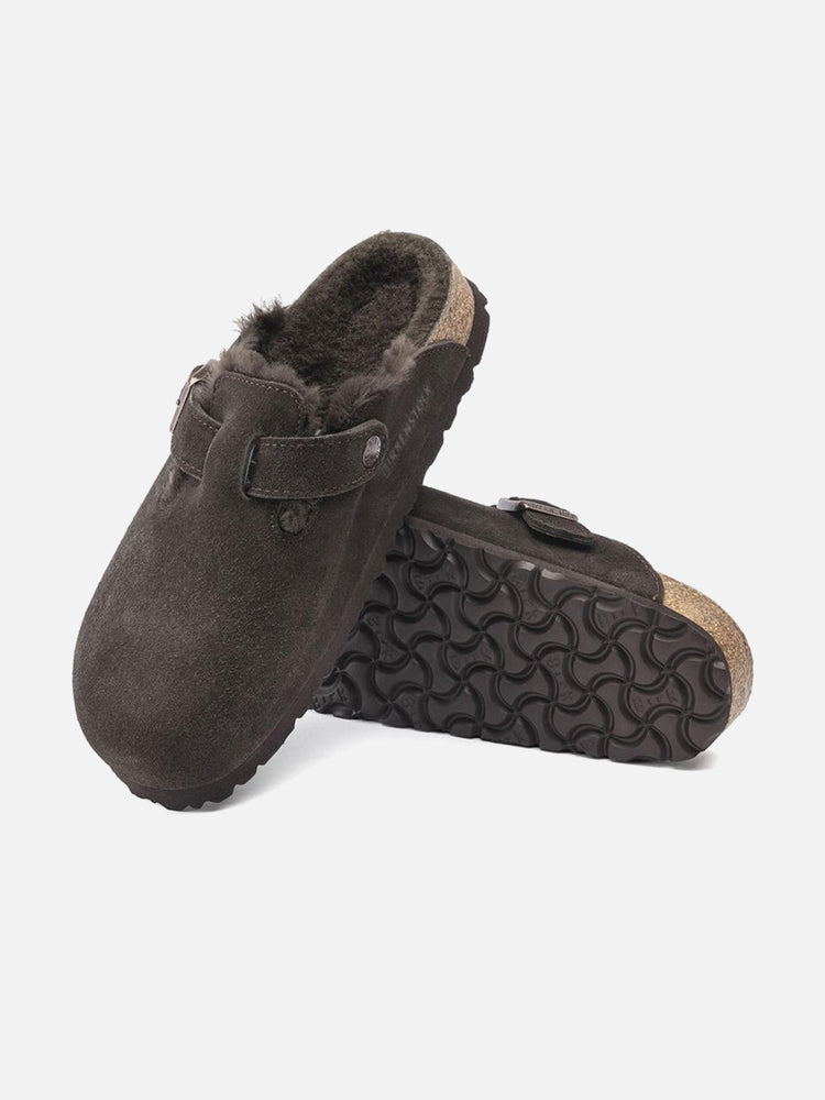 BIRKENSTOCK BOSTON SUEDE SHEARLING MOCHA