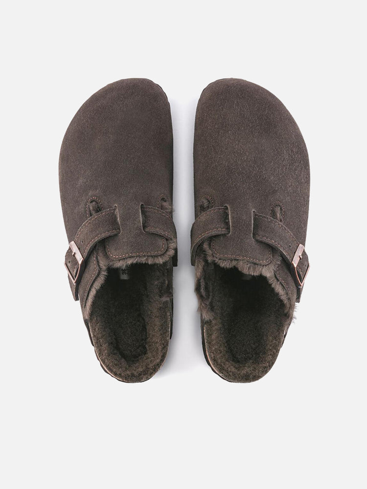 BIRKENSTOCK BOSTON SUEDE SHEARLING MOCHA