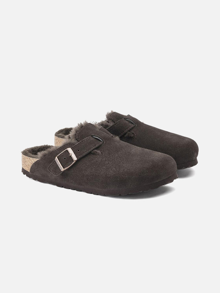 BIRKENSTOCK BOSTON SUEDE SHEARLING MOCHA