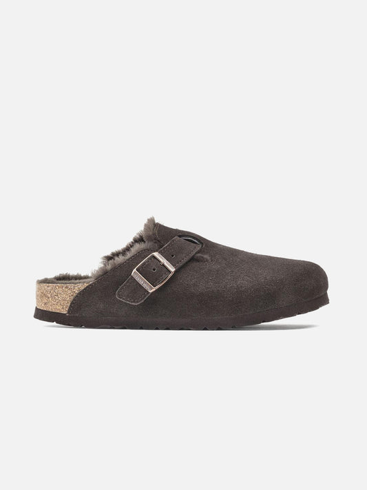 BIRKENSTOCK BOSTON SUEDE SHEARLING MOCHA