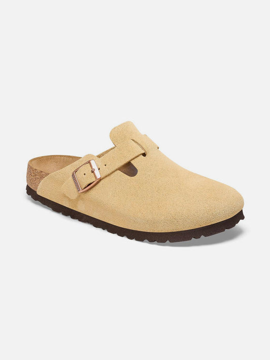 BIRKENSTOCK BOSTON SUEDE LEATHER LATTE CREAM