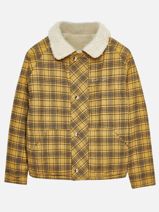 REVERSIBLE FLANNEL FLEECE JACKET YELLOW