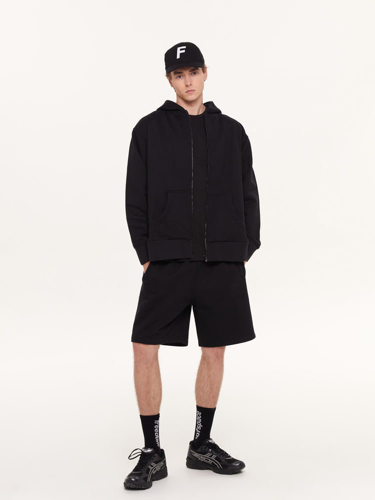 A SIMPLE FULL ZIP HOODIE BLACK