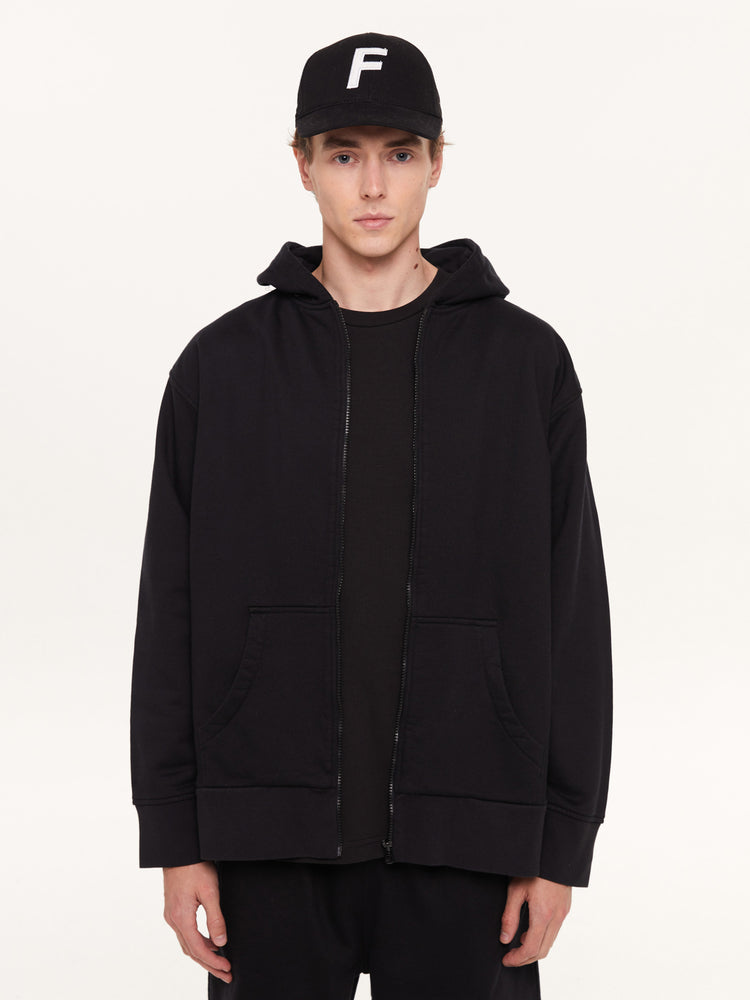 A SIMPLE FULL ZIP HOODIE BLACK