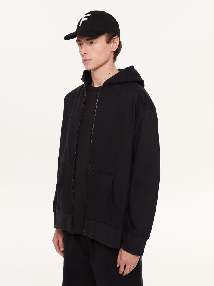 A SIMPLE FULL ZIP HOODIE BLACK