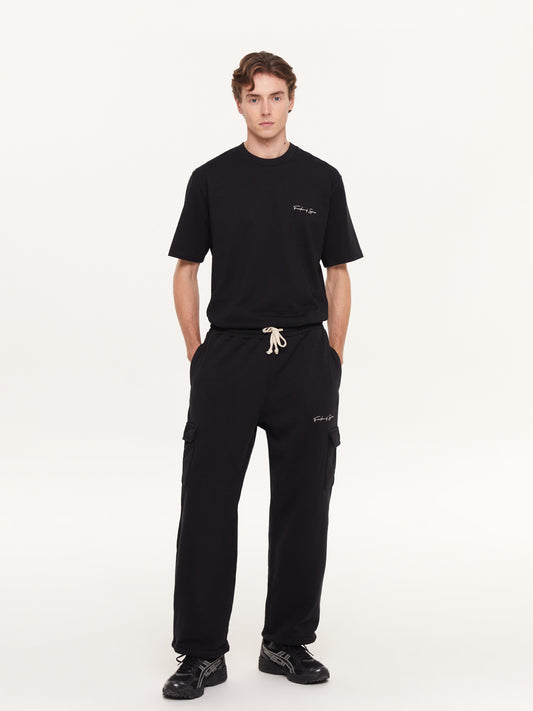 SIGNATURE CARGO LOUNGE PANTS BLACK