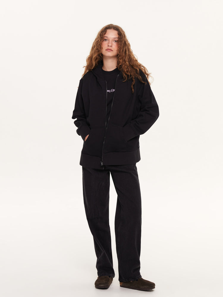 A SIMPLE FULL ZIP HOODIE BLACK