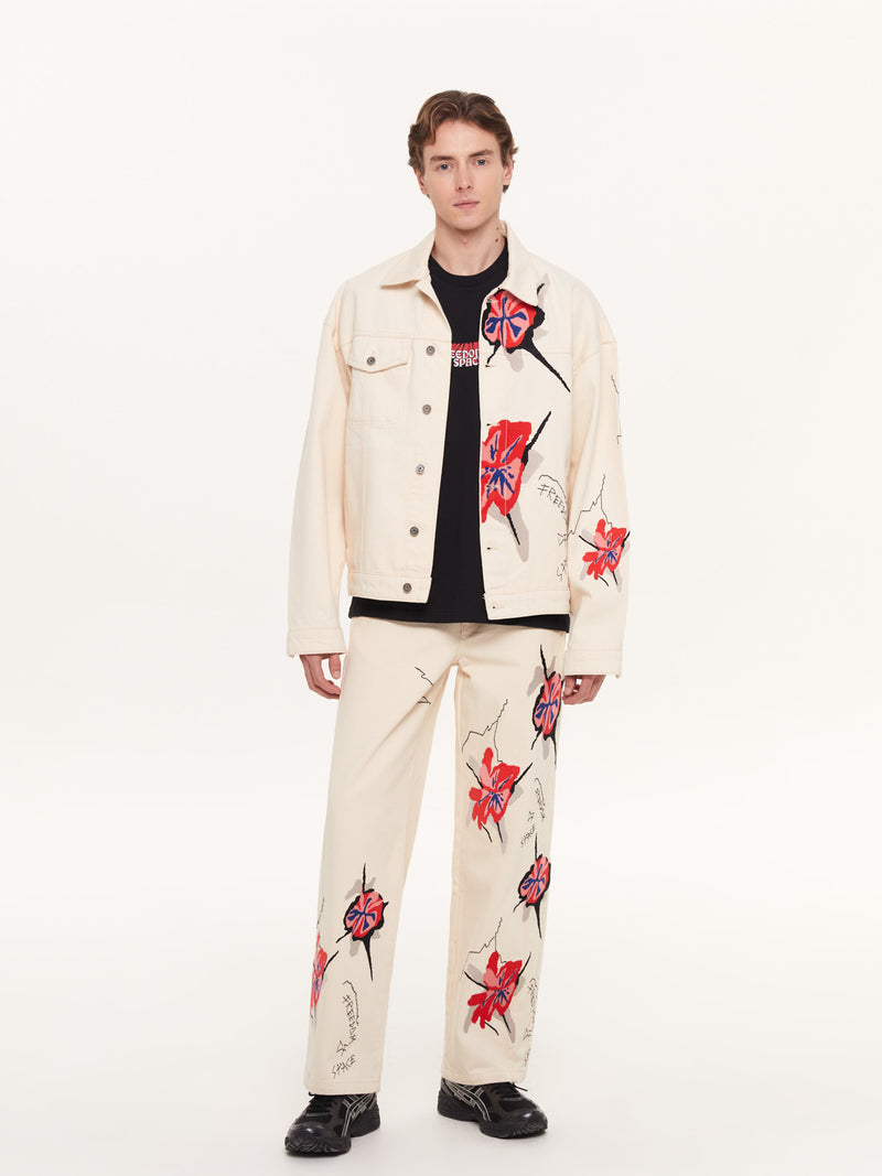 Flower Embroidered Jeans