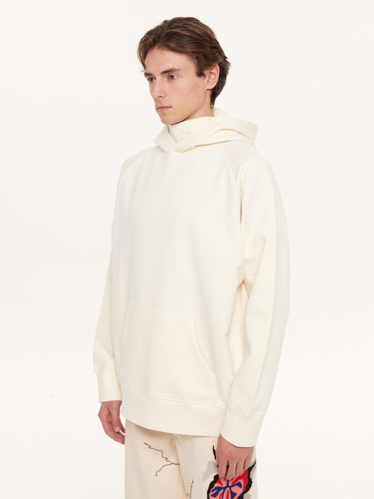 A SIMPLE TURTLENECK HOODIE OFF WHITE