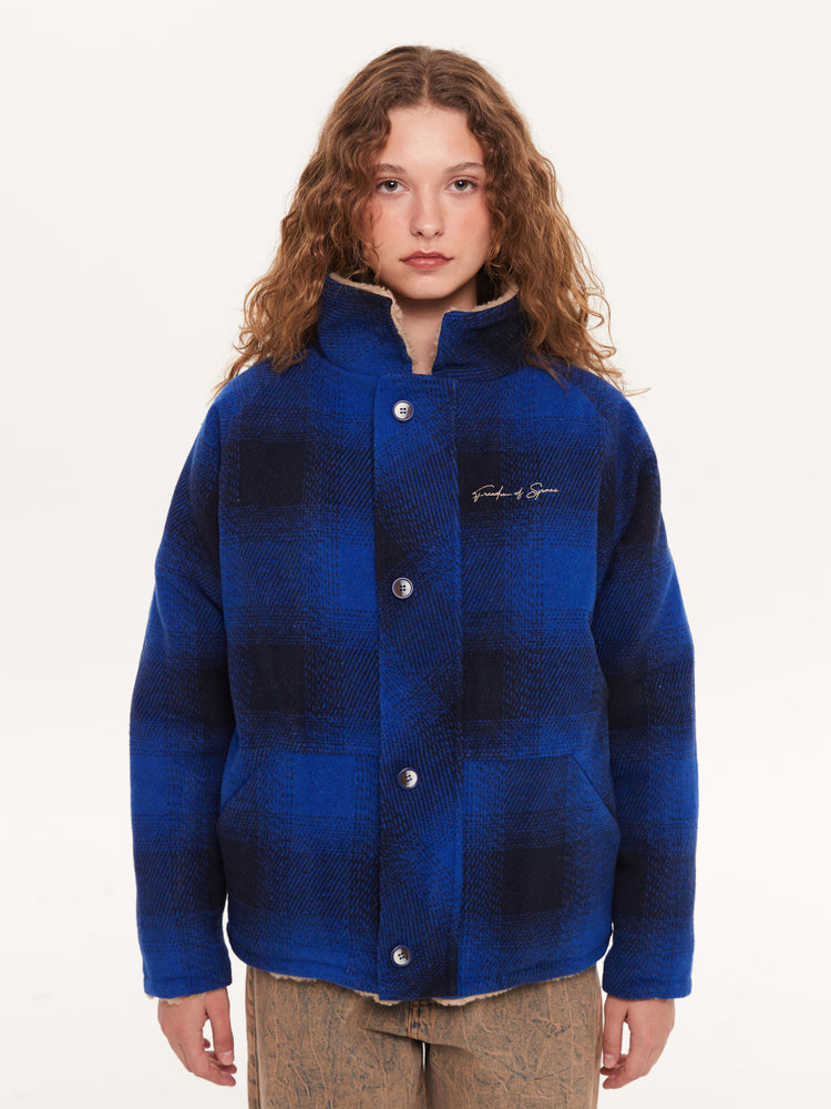 REVERSIBLE FLANNEL FLEECE JACKET NAVY