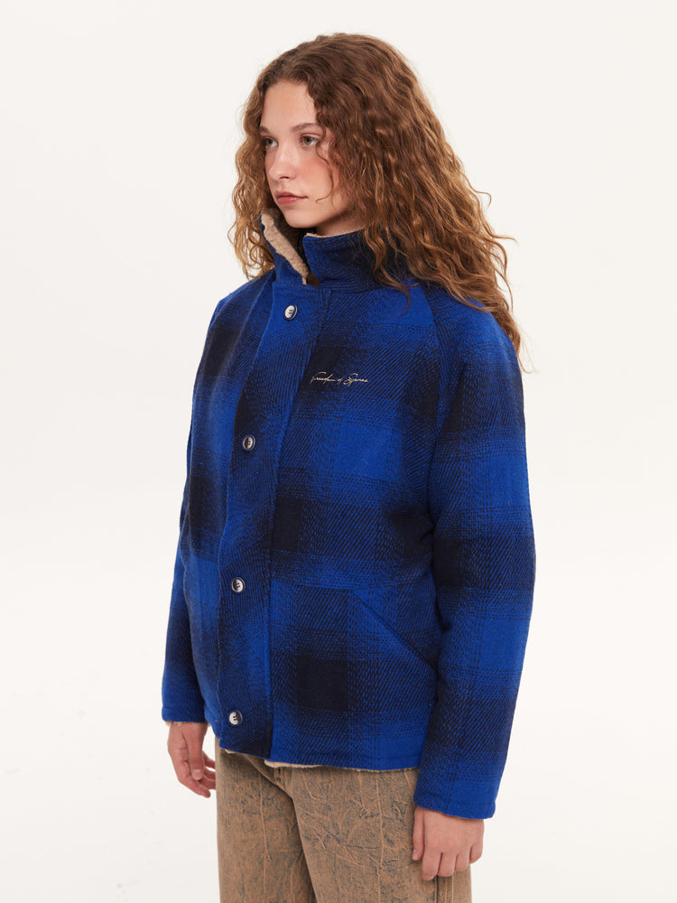 REVERSIBLE FLANNEL FLEECE JACKET NAVY