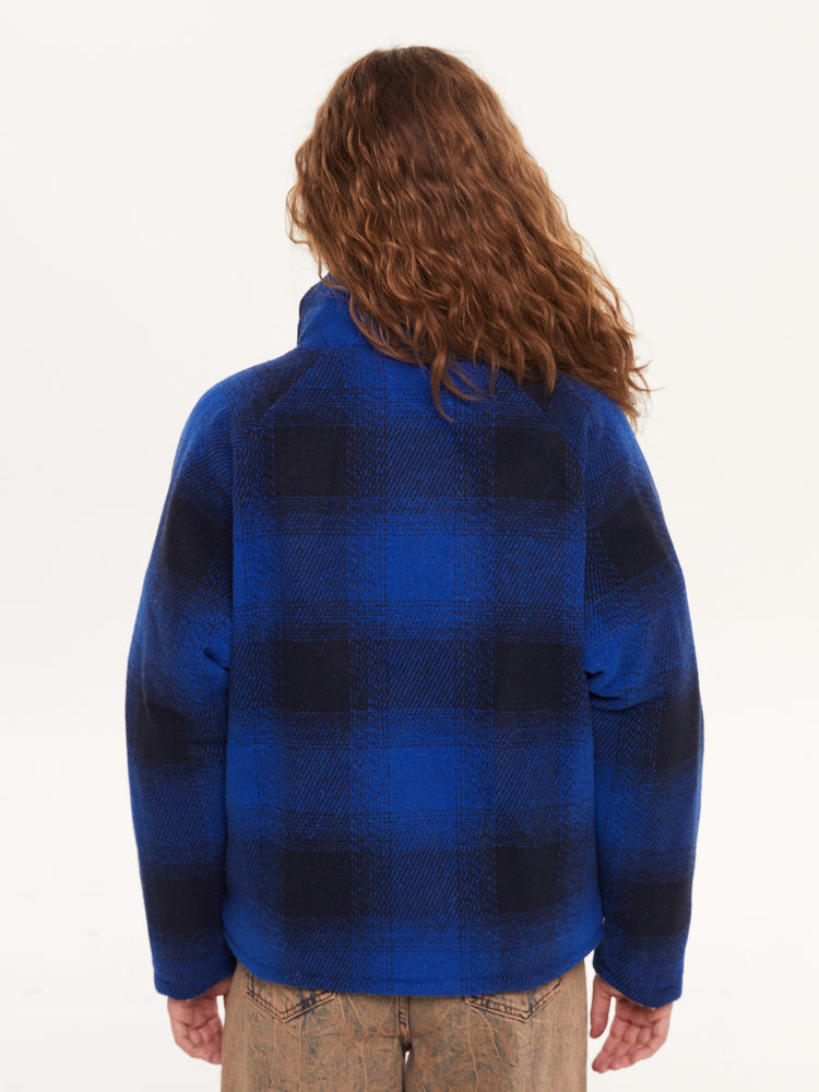 REVERSIBLE FLANNEL FLEECE JACKET NAVY