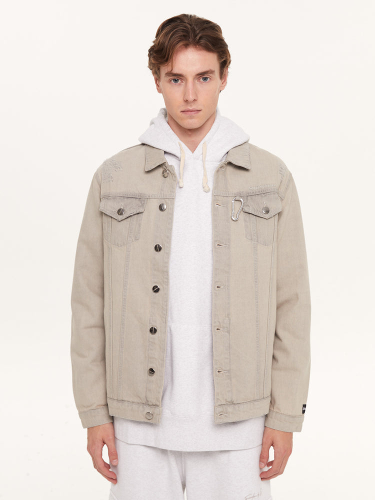 RIPPED BEIGE DENIM JACKET